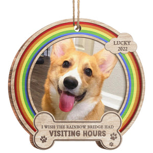 J'aimerais que le pont arc-en-ciel ait des heures de visite - Décoration de Noël personnalisée en bois de forme ronde - Télécharger une image, un cadeau commémoratif, un cadeau de condoléances, un cadeau de Noël