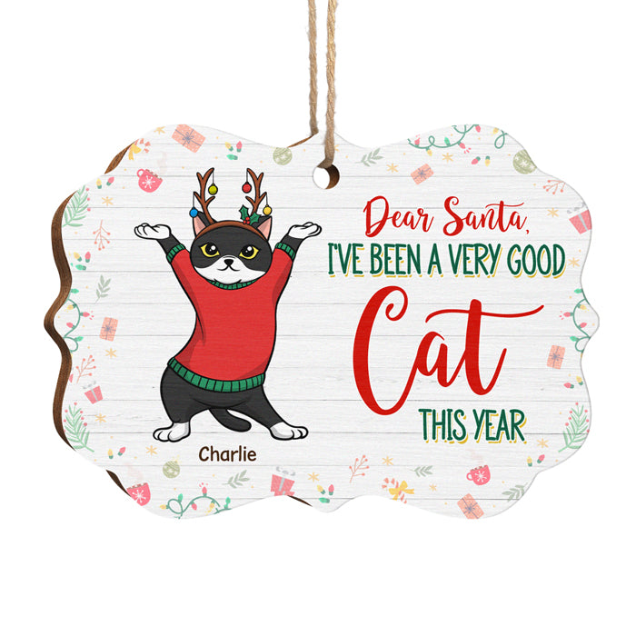 Cher Père Noël, nous avons été de bons chats cette année - Décoration de Noël en bois personnalisée en forme de Benelux - Cadeau pour les amoureux des animaux, cadeau de Noël