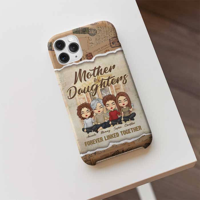 Mère et filles unies – Cadeau pour maman, coque de téléphone personnalisée
