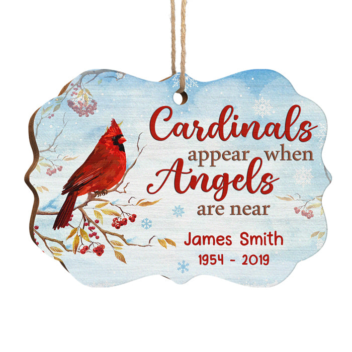 Les cardinaux apparaissent lorsque les anges sont proches - Décoration de Noël en bois personnalisée en forme de Benelux - Cadeau commémoratif, cadeau de condoléances, cadeau de Noël