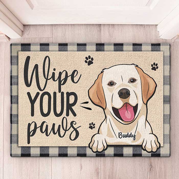 Essuyez vos pattes - Tapis décoratif personnalisé - Cadeau pour les amoureux des animaux, les propriétaires d'animaux, cadeau pour animaux