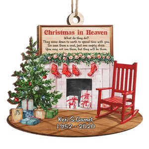 Noël au paradis - Ornement commémoratif personnalisé - Forme unique en bois - Cadeau de condoléances, cadeau de Noël pour les membres de la famille
