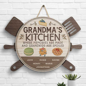 La cuisine de grand-mère, où les souvenirs se créent et les petits-enfants sont gâtés - Panneau en bois personnalisé - Cadeau pour grand-mère et grands-parents