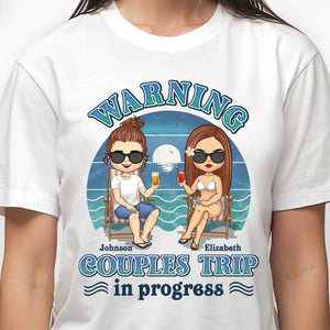 Voyage en couple en cours - T-shirt unisexe personnalisé, sweat à capuche, sweat-shirt - Cadeau pour couple, mari et femme, anniversaire, fiançailles, mariage, cadeau de mariage