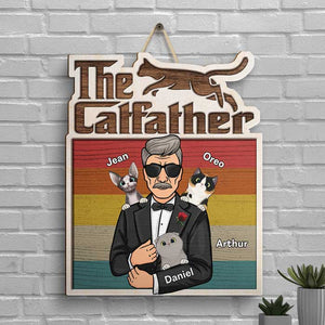 Le Père des Chats - Panneau en bois personnalisé - Cadeau pour papa