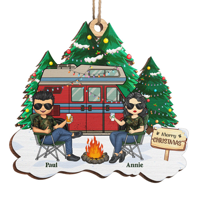 Créez des souvenirs, un camping à la fois ! Ornement personnalisé pour couple ! Forme unique en bois ! Cadeau de Noël pour mari et femme, anniversaire, amoureux du camping