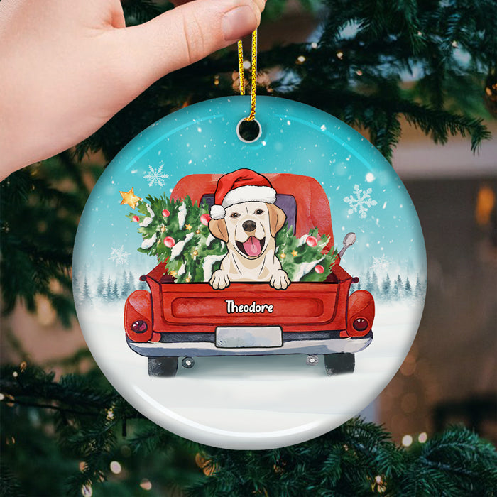 Je vous souhaite de joyeuses fêtes ! Décoration de Noël ronde en céramique personnalisée - Cadeau pour les amoureux des animaux, cadeau de Noël