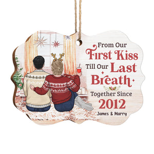 Du premier baiser au dernier souffle - Décoration de Noël en bois personnalisée en forme de Benelux - Cadeau pour couple, mari et femme, anniversaire, fiançailles, mariage, cadeau de mariage, cadeau de Noël
