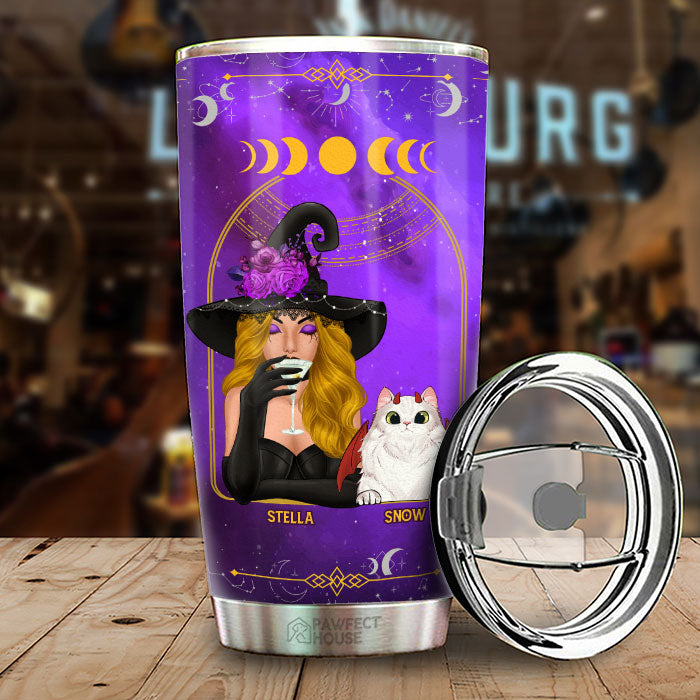 Crazy Cat Lady, L'âme d'une sorcière, Le feu d'une lionne - Gobelet personnalisé - Cadeau pour vous-même, Cadeau pour les amoureux des animaux, Cadeau d'Halloween