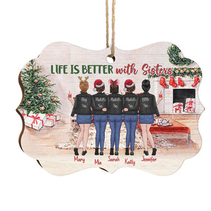 La vie est toujours meilleure avec des sœurs - Décoration de Noël en bois personnalisée en forme de Benelux - Cadeau pour meilleure amie, meilleure amie, sœur, cadeau d'anniversaire pour meilleure amie et amie, cadeau de Noël