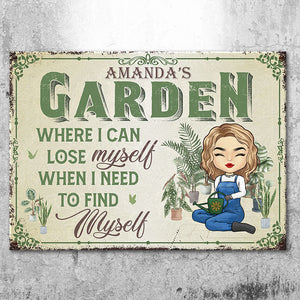 Jardin où je peux me perdre quand j'ai besoin de me retrouver - Panneau en métal personnalisé pour jardin - Cadeau pour les amateurs de jardinage