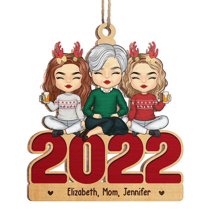 Créez des souvenirs de Noël ensemble - Ornement personnalisé en famille - Forme unique en bois - Cadeau de Noël pour fille de la part de maman