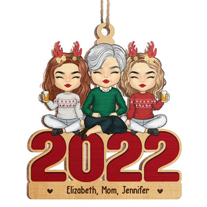 Créez des souvenirs de Noël ensemble - Ornement personnalisé en famille - Forme unique en bois - Cadeau de Noël pour fille de la part de maman