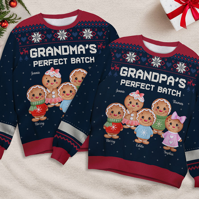 Le lot parfait de grand-mère - Sweat-shirt moche personnalisé pour la famille - Pull en laine unisexe - Cadeau de Noël pour grand-mère et grands-parents