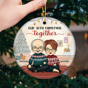 Un autre joyeux Noël ensemble - Décoration de Noël ronde personnalisée en céramique - Cadeau pour couple, mari et femme, anniversaire, fiançailles, mariage, cadeau de mariage, cadeau de Noël