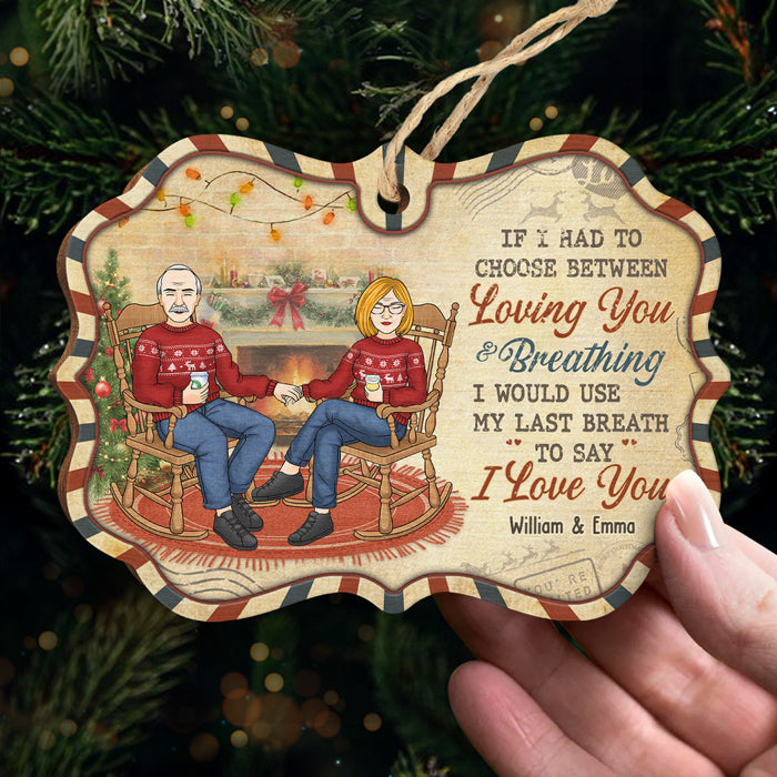 J'utiliserais mon dernier souffle pour dire je t'aime - Décoration de Noël en bois personnalisée en forme de Benelux - Cadeau pour couple, mari, femme, anniversaire, fiançailles, mariage, cadeau de mariage, cadeau de Noël