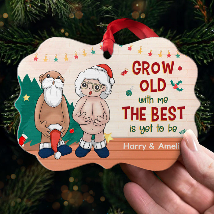 Je veux vieillir avec toi - Ornement personnalisé pour couple - Aluminium en forme de Benelux - Cadeau de Noël pour mari et femme, anniversaire