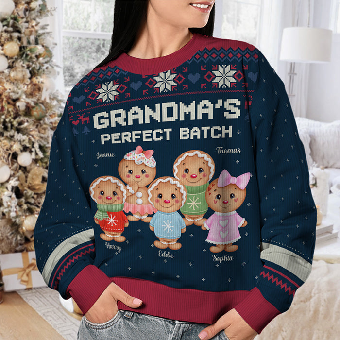Le lot parfait de grand-mère - Sweat-shirt moche personnalisé pour la famille - Pull en laine unisexe - Cadeau de Noël pour grand-mère et grands-parents