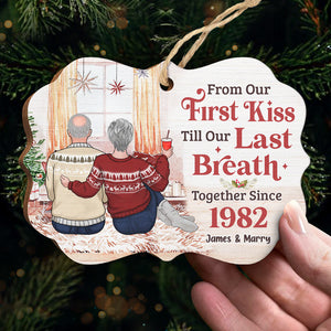 Du premier baiser au dernier souffle - Décoration de Noël en bois personnalisée en forme de Benelux - Cadeau pour couple, mari et femme, anniversaire, fiançailles, mariage, cadeau de mariage, cadeau de Noël