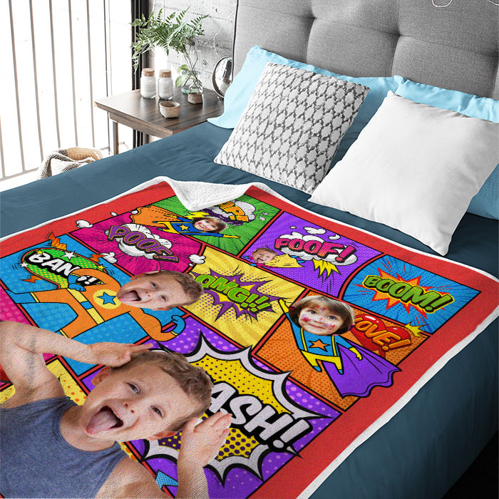 Super Héros - Couverture personnalisée - Télécharger une image, Cadeau pour la famille, Cadeau de Noël