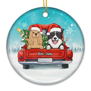 Je vous souhaite de joyeuses fêtes ! Décoration de Noël ronde en céramique personnalisée - Cadeau pour les amoureux des animaux, cadeau de Noël