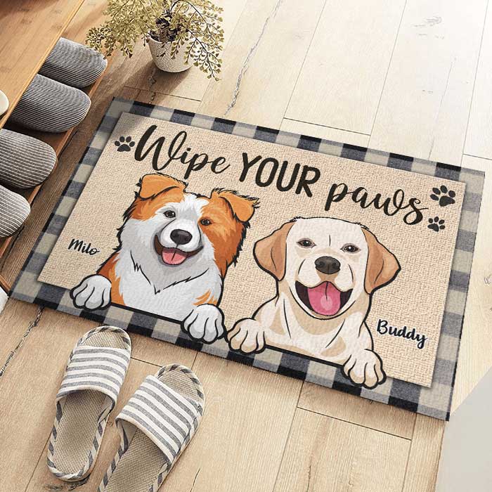 Essuyez vos pattes - Tapis décoratif personnalisé - Cadeau pour les amoureux des animaux, les propriétaires d'animaux, cadeau pour animaux