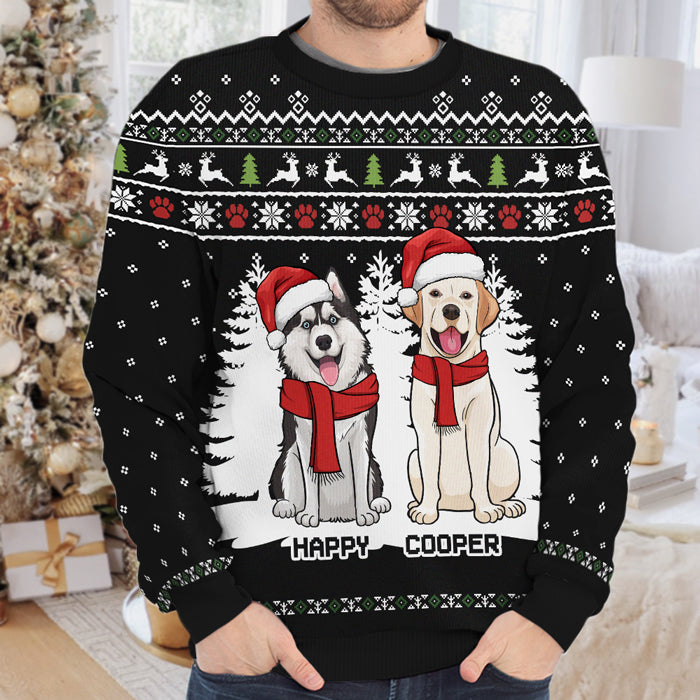 Joyeux Noël, humain ! Sweat-shirt de Noël unisexe personnalisé, en laine, imprimé intégral ! Cadeau pour les amoureux des chiens et des animaux.