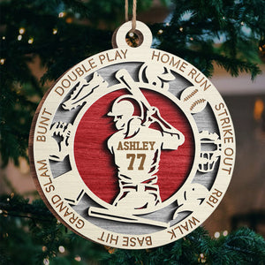 Série Sport Baseball - Ornement personnalisé sportif - Forme ronde en bois - Cadeau de Noël pour les amateurs de sport et les joueurs