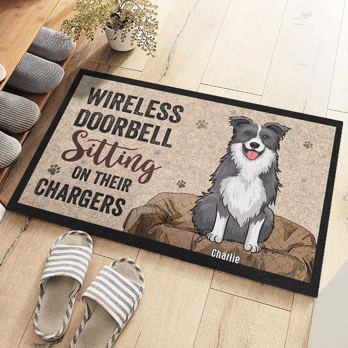 Sonnettes sans fil sur leurs chargeurs - Tapis décoratif personnalisé - Cadeau pour les amoureux des animaux, les propriétaires d'animaux, cadeau pour animaux
