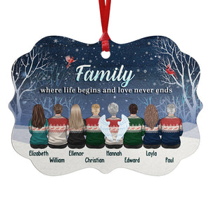 Family Where Life Begins And Love Never Ends - Personalized Custom Benelux Shaped Wood Christmas Ornament - Gift For Family, Christmas Gift