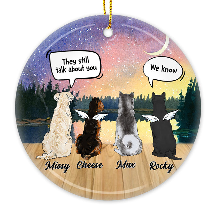 Ils parlent encore de toi - Décoration de Noël ronde personnalisée en céramique - Cadeau commémoratif, cadeau de condoléances, cadeau de Noël