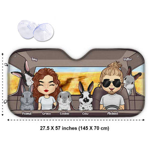 Voyage en famille avec un lapin - Pare-soleil de voiture personnalisé - Cadeau pour couple, mari et femme