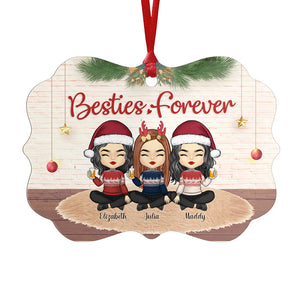 Besties Forever And Always - Décoration de Noël en bois personnalisée en forme de Benelux - Cadeau pour meilleure amie, meilleure amie, sœur, cadeau d'anniversaire pour meilleure amie et amie, cadeau de Noël