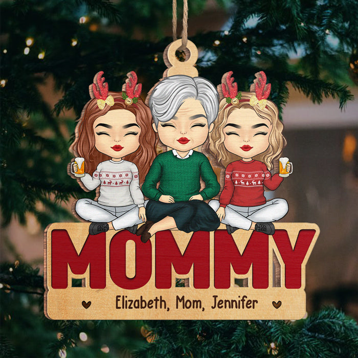 Créez des souvenirs de Noël ensemble - Ornement personnalisé en famille - Forme unique en bois - Cadeau de Noël pour fille de la part de maman