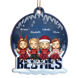 We're Bestie Forever - Bestie Personalized Custom Ornament - Wood Snow Globe Shaped - Christmas Gift For Best Friends, BFF, Sisters