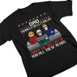 Merci papa de nous avoir laissé t'embêter - T-shirt, sweat à capuche et sweat-shirt unisexe personnalisé pour la famille - Cadeau de Noël pour papa