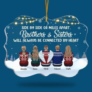 Les frères et sœurs seront toujours liés par le cœur - Décoration familiale personnalisée - En acrylique en forme de Benelux - Cadeau de Noël pour frères et sœurs