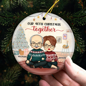 Un autre joyeux Noël ensemble - Décoration de Noël ronde personnalisée en céramique - Cadeau pour couple, mari et femme, anniversaire, fiançailles, mariage, cadeau de mariage, cadeau de Noël