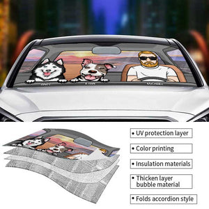 Road Trip avec chiens - Pare-soleil auto personnalisé - Cadeau pour les amoureux des animaux