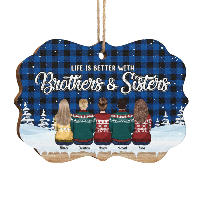 Beaucoup d'amour - Décoration familiale personnalisée - Bois en forme de Benelux - Cadeau de Noël pour frères et sœurs