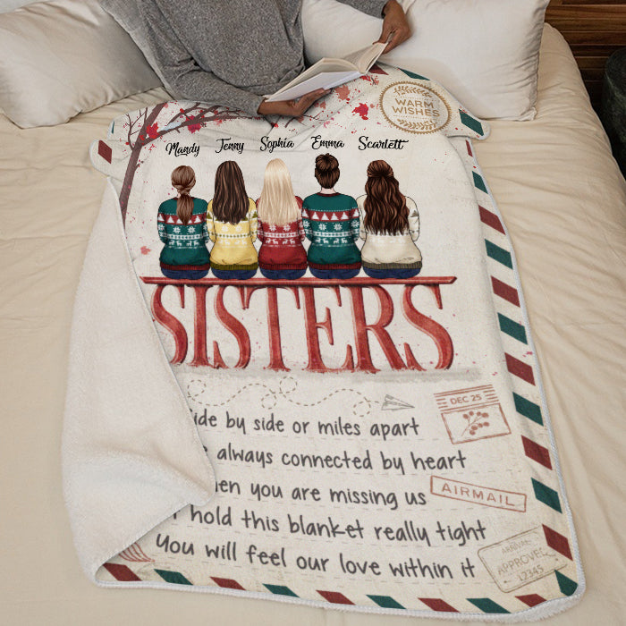 We Are Always Connected By Heart - Family Personalized Custom Blanket -  Christmas Gift For Siblings, Brothers, Sisters