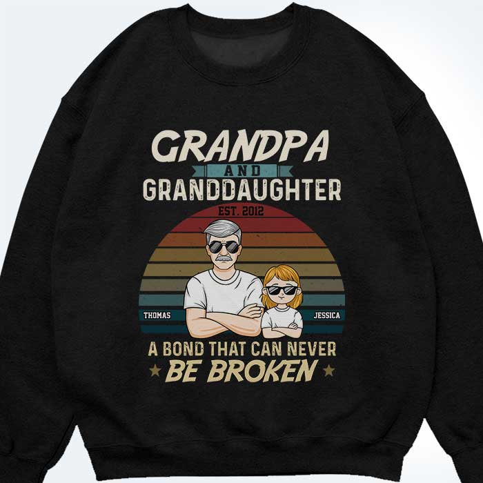 Grand-père et petite-fille, un lien indéfectible ! T-shirt, sweat à capuche et sweat-shirt unisexe personnalisé ! Cadeau pour grand-père et grands-parents