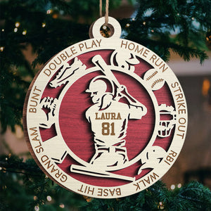 Série Sport Baseball - Ornement personnalisé sportif - Forme ronde en bois - Cadeau de Noël pour les amateurs de sport et les joueurs
