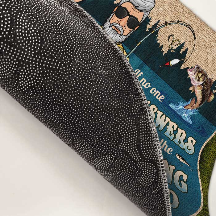 Si personne ne répond, vérifiez l'étang de pêche - Tapis décoratif personnalisé - Cadeau pour couples de pêcheurs, mari et femme