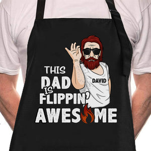 This Dad Is Flippin' Awesome - Gift For Dad, Gift For Grandpa - Personalized Apron