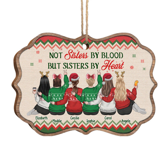 Pas sœurs de sang, mais sœurs de cœur - Décoration de Noël en bois personnalisée en forme de Benelux - Cadeau pour meilleure amie, meilleure amie, sœur, cadeau d'anniversaire pour meilleure amie et amie, cadeau de Noël