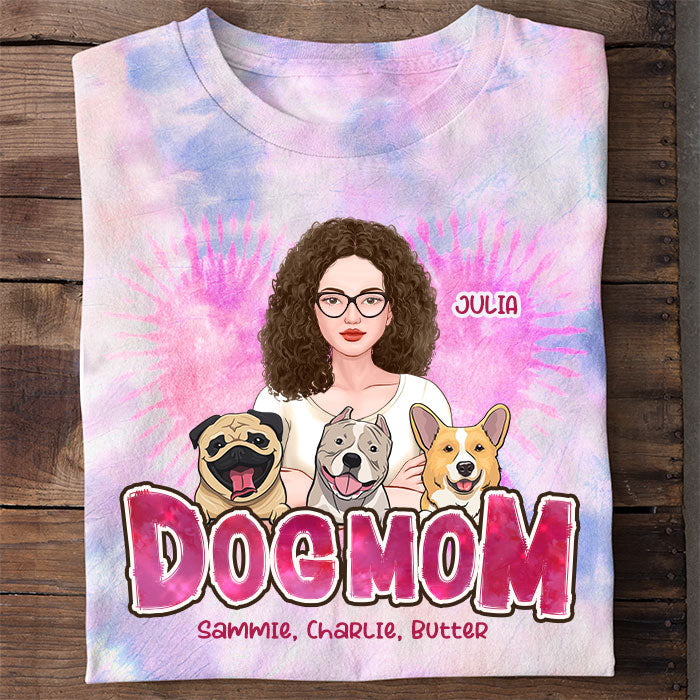 Cool Dog Mom - Personalized Unisex All-Over Printed T-Shirt.