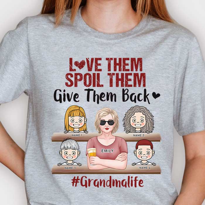 Aimez-les, gâtez-les, rendez-leur la pareille ! Cadeau pour grand-mère, t-shirt unisexe personnalisé, sweat à capuche