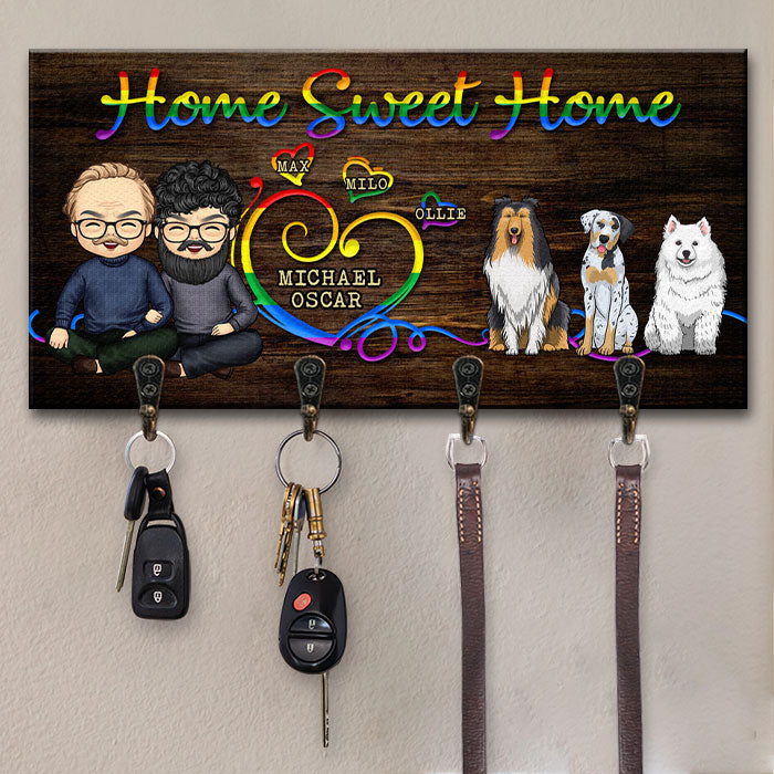 Porte-clés personnalisé « Sweet Home &amp; Our Dogs » – Cadeau pour couples, maris et femmes, amoureux des animaux