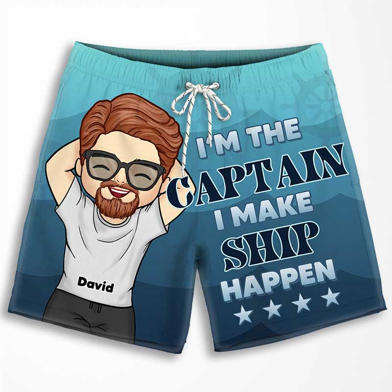 Je suis le capitaine et je suis le premier compagnon - Short de plage personnalisé pour couple - Cadeau pour couples, mari et femme
